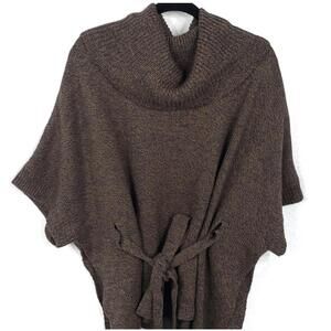 H&M Poncho Style Brown Belted Sweater, Women Size Small